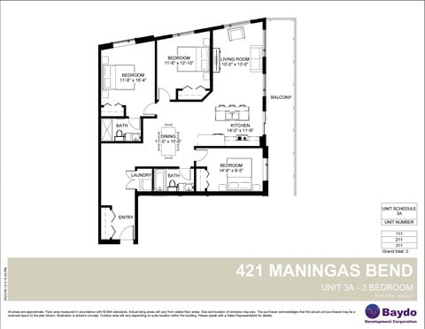 Floor plan for 3 beds, 2 baths, 2475 sqft